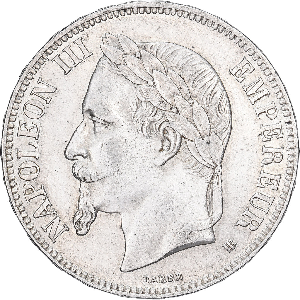 França, 5 Francs, Napoléon III, 1869, Strasbourg, Prata, EF(40-45), KM:799.2