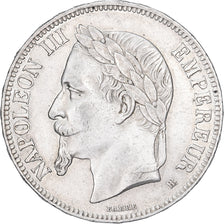 França, 5 Francs, Napoléon III, 1869, Strasbourg, Prata, EF(40-45), KM:799.2