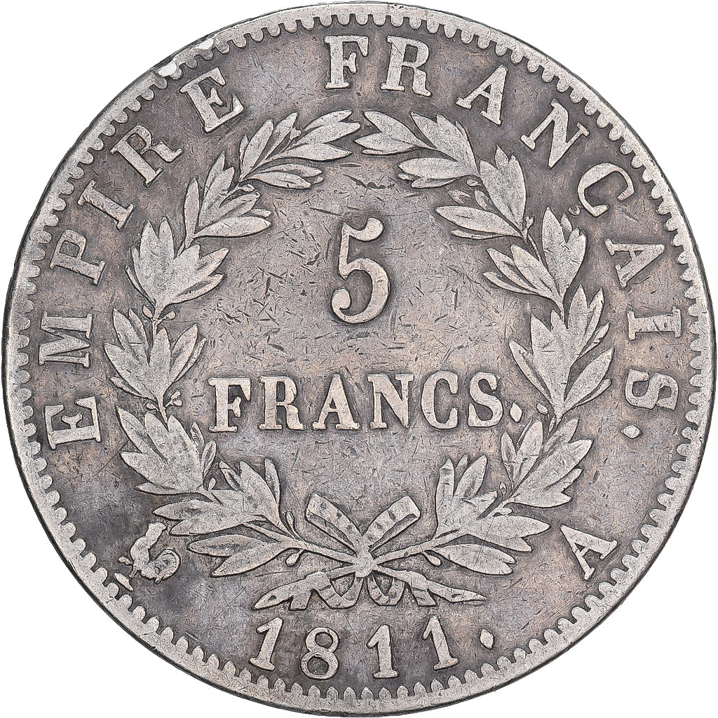 Frankreich, 5 Francs, Napoléon I, 1811, Paris, Silber, S+, KM:694.1