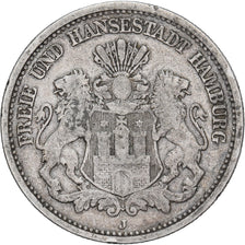 GERMANIA - IMPERO, HAMBURG, 2 Mark, 1876, Hamburg, Argento, MB+, KM:604
