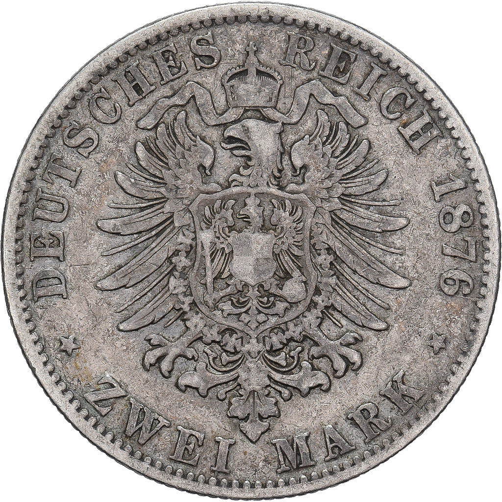 GERMANIA - IMPERO, HAMBURG, 2 Mark, 1876, Hamburg, Argento, MB+, KM:604