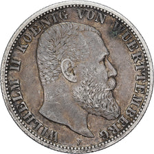 WURTTEMBERG, Wilhelm II, 2 Mark, 1902, Freudenstadt, Plata, MBC, KM:631