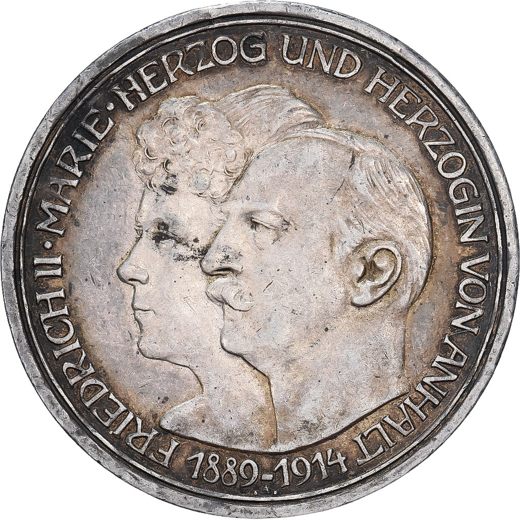 German Empire, ANHALT-DESSAU, Friedrich II, 3 Mark, 1914, Berlin, Silver