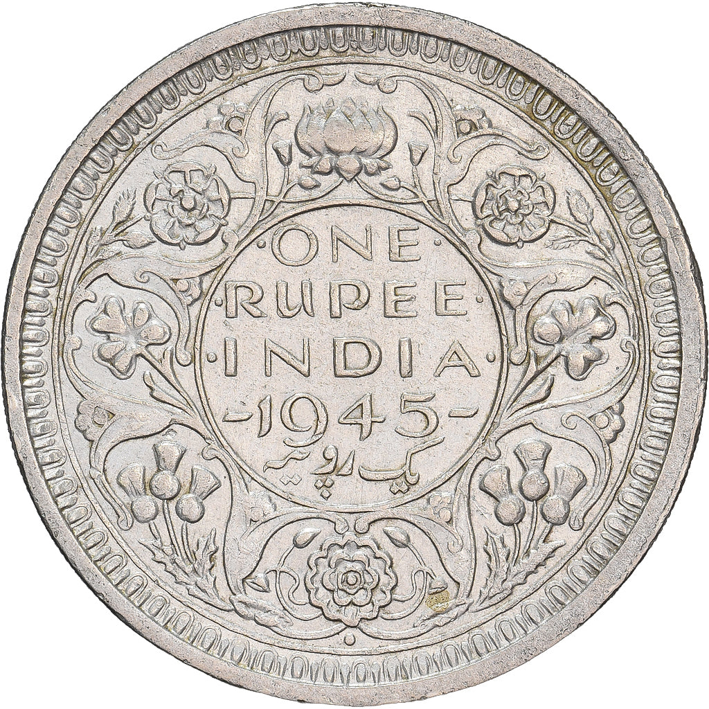 India, George VI, 1/4 Rupee, 1945, Silver, AU(50-53), KM:547