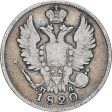 Alexander I, 20 Kopeks, 1820, Saint Petersburg, Plata, BC+, KM:128