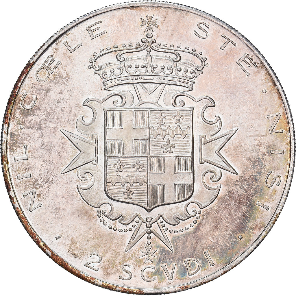 Malta, Angelo de Mojana di Cologna, 2 Scudi, 1964, Silver, AU(55-58), KM:10