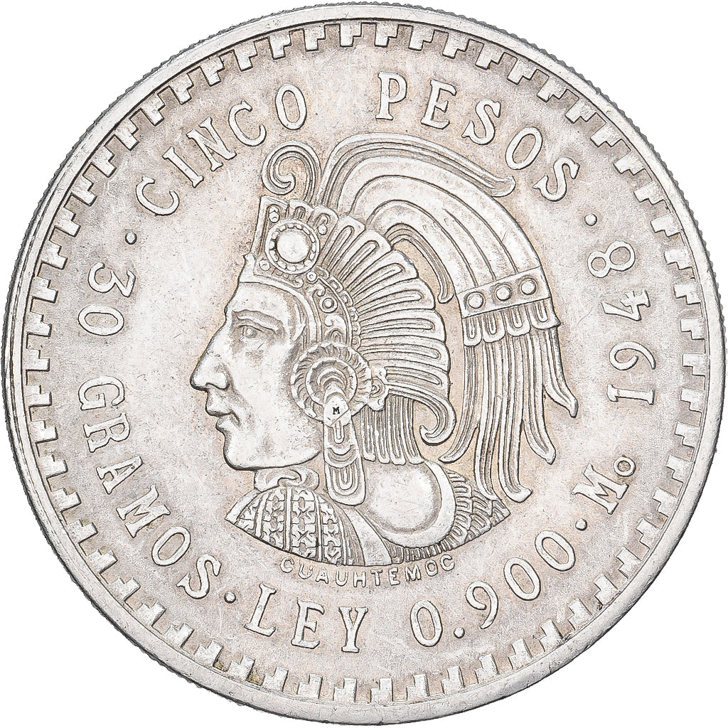 Mexiko, 5 Pesos, 1948, Mexico City, Silber, SS+, KM:465
