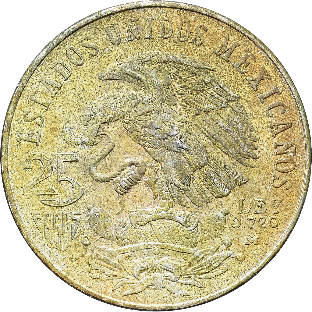 Mexico, 25 Pesos, 1968, Mexico City, Silver, AU(55-58), KM:479.2