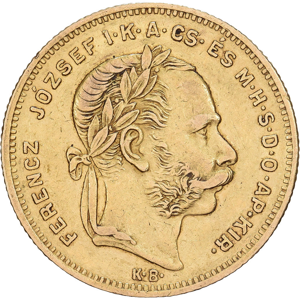 Austria, Franz Joseph I, 8 Florins-20 Francs, 1875, Vienna, Złoto, EF(40-45)