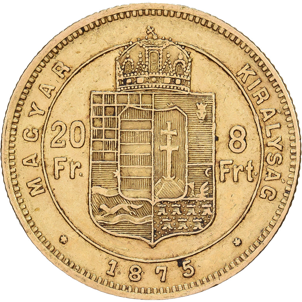 Austria, Franz Joseph I, 8 Florins-20 Francs, 1875, Vienna, Złoto, EF(40-45)