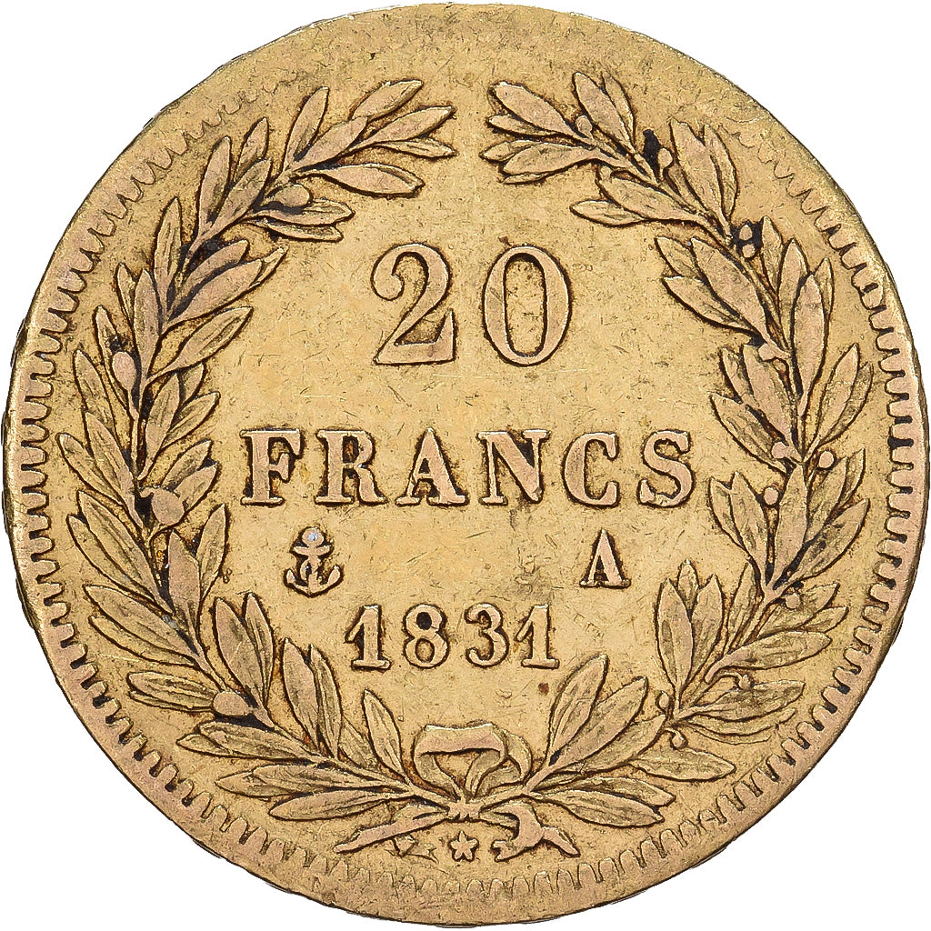 France, 20 Francs, Louis-Philippe, 1831, Paris, Gold, EF(40-45), KM:746.1