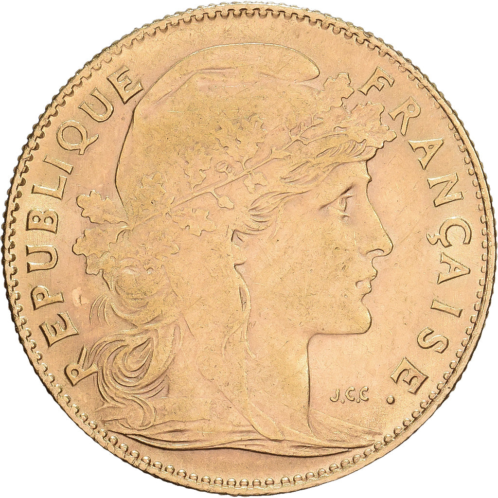 Frankrijk, 10 Francs, Marianne, 1912, Paris, Goud, ZF, KM:846