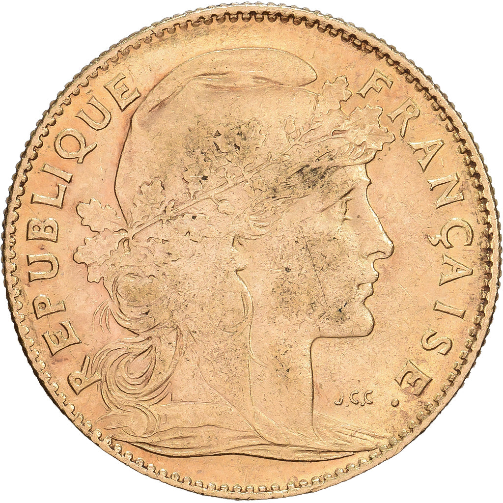 Francia, 10 Francs, Marianne, 1907, Paris, Oro, MBC, KM:846