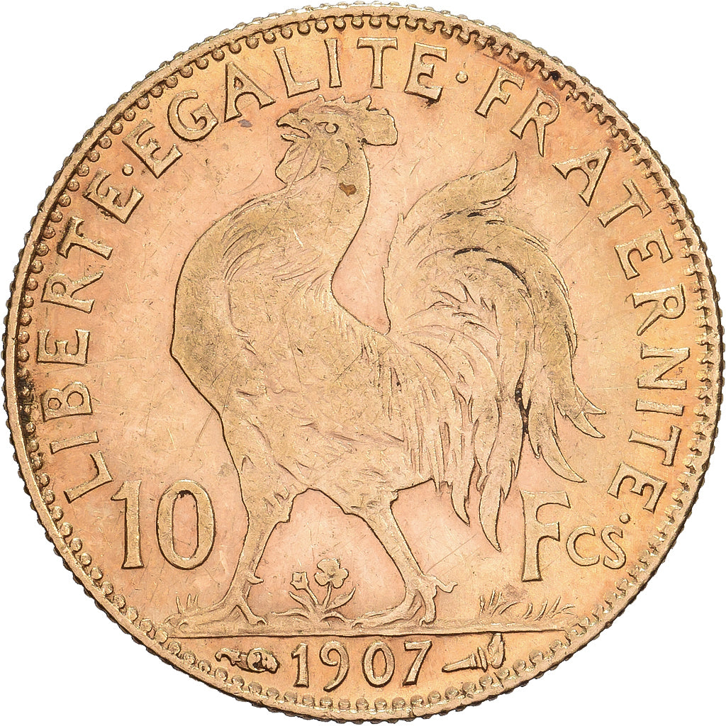 Francia, 10 Francs, Marianne, 1907, Paris, Oro, MBC, KM:846