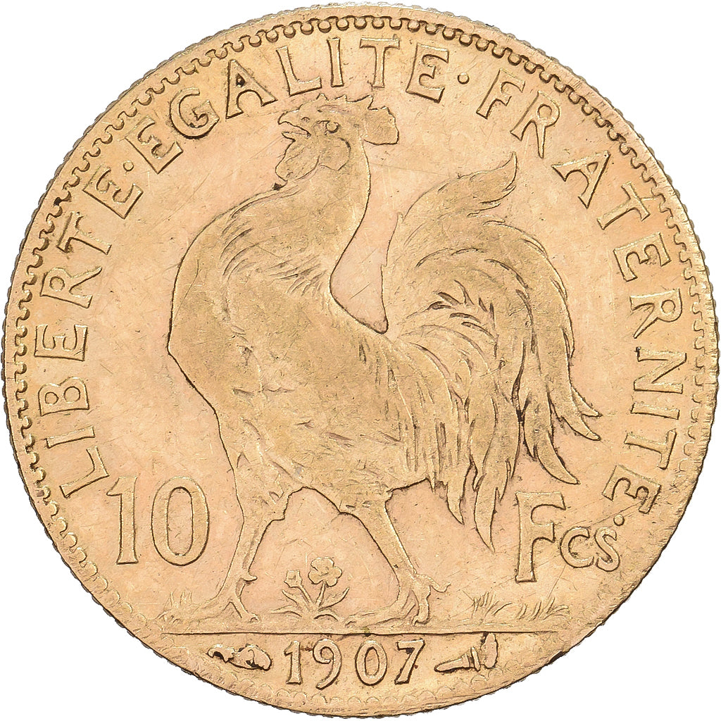 Francia, 10 Francs, Marianne, 1907, Paris, Oro, BB, KM:846