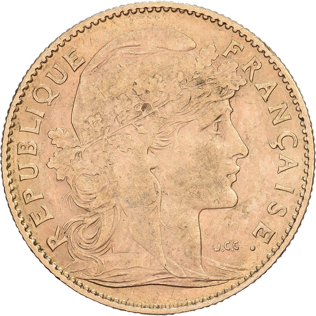 Francia, 10 Francs, Marianne, 1906, Paris, Oro, MB+, KM:846