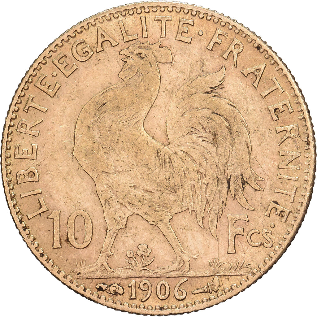 Francia, 10 Francs, Marianne, 1906, Paris, Oro, MB+, KM:846