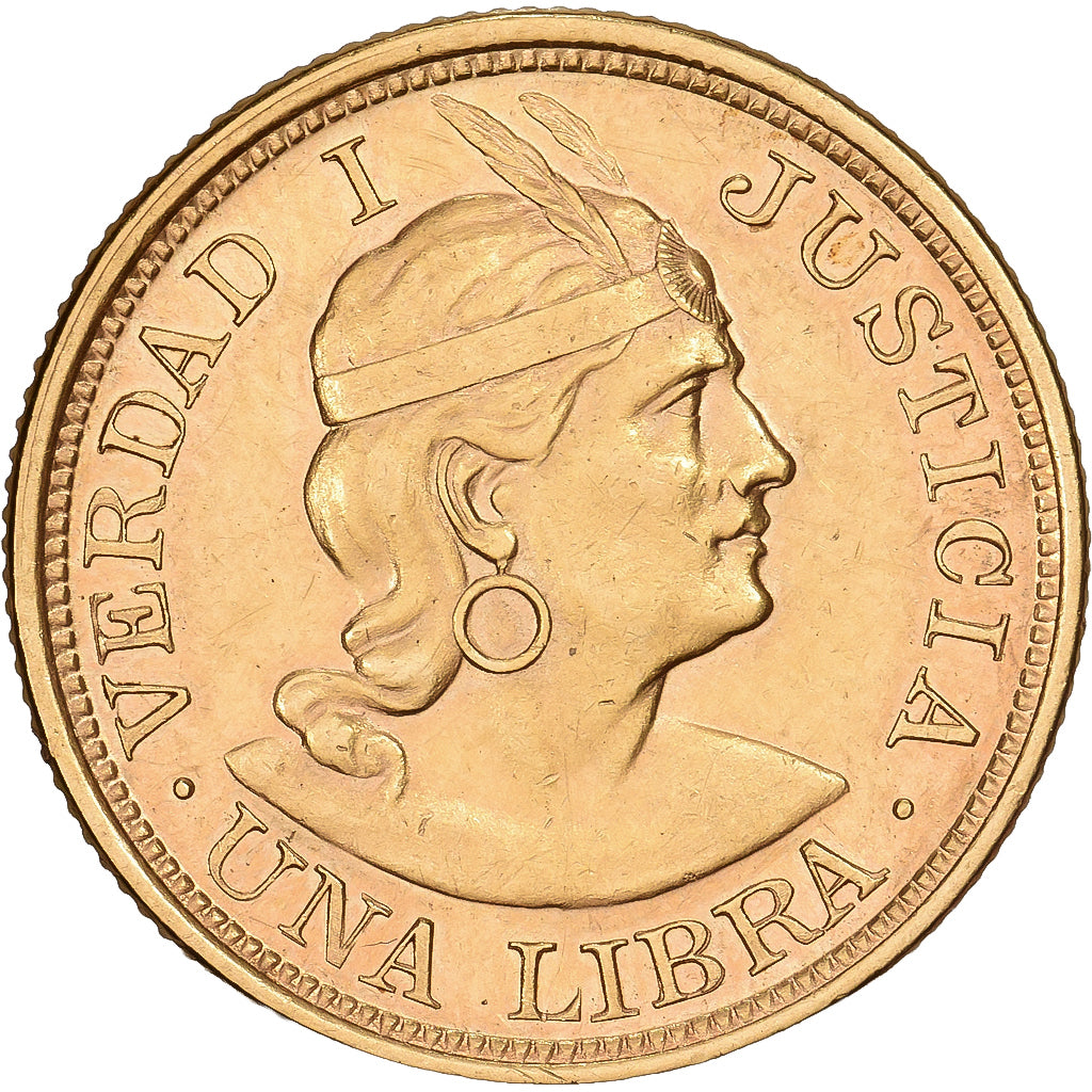 Peru, Libra, Pound, 1909, Lima, Gold, MS(60-62), KM:207