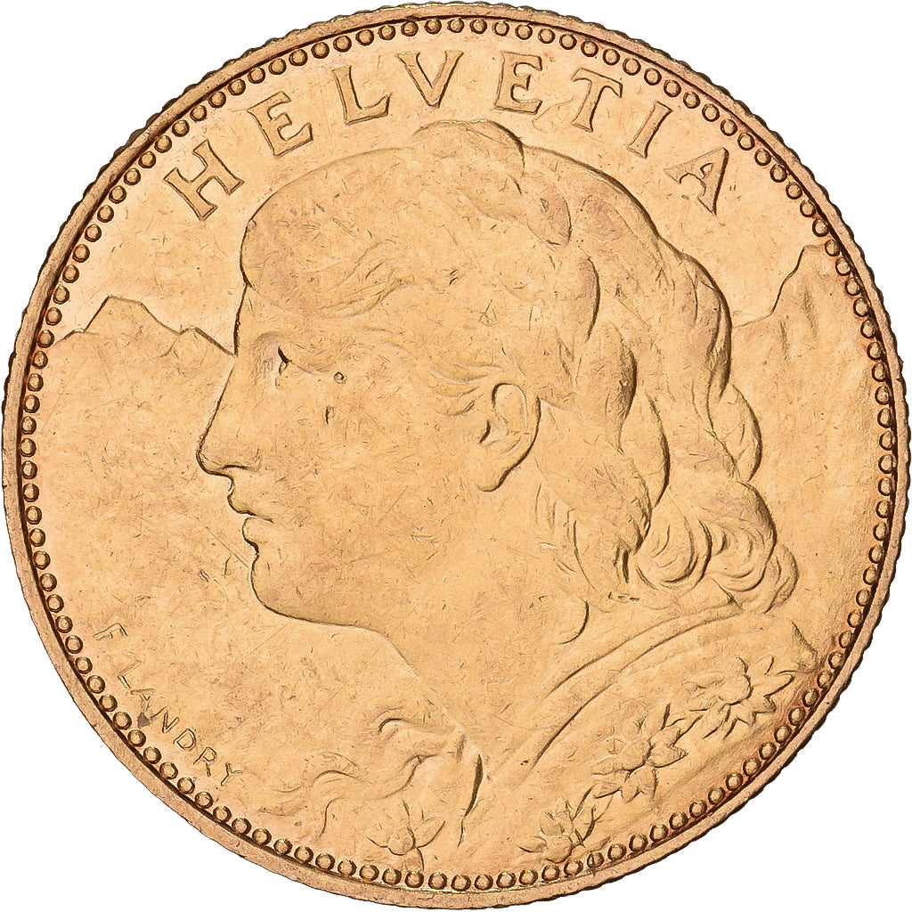 Suíça, 10 Francs, 1912, Bern, Dourado, AU(55-58), KM:36