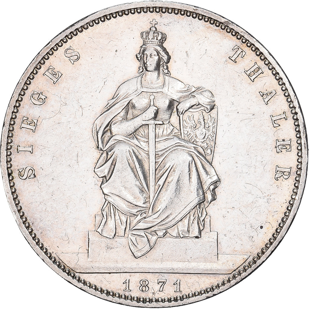 GERMANIA - IMPERO, PRUSSIA, Wilhelm I, Thaler, 1871, Berlin, Argento, BB+