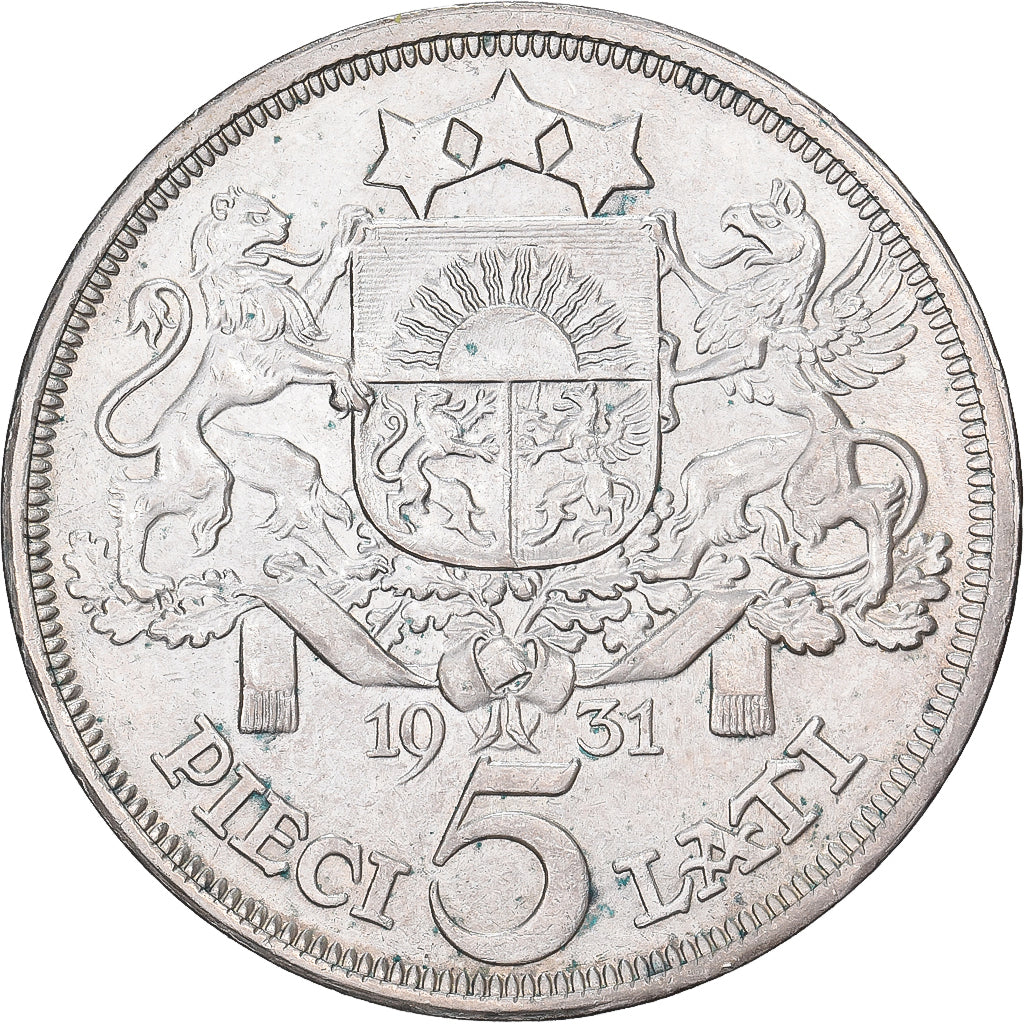 Lettonie, 5 Lati, 1931, Argent, TTB, KM:9