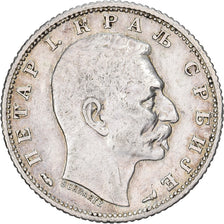 Serbia, Peter I, Dinar, 1915, Paris, Silver, EF(40-45), KM:25.3