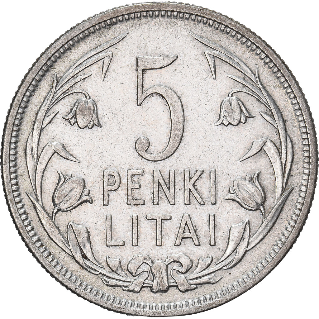 Lituania, 5 Litai, 1925, King's Norton, Argento, BB, KM:78
