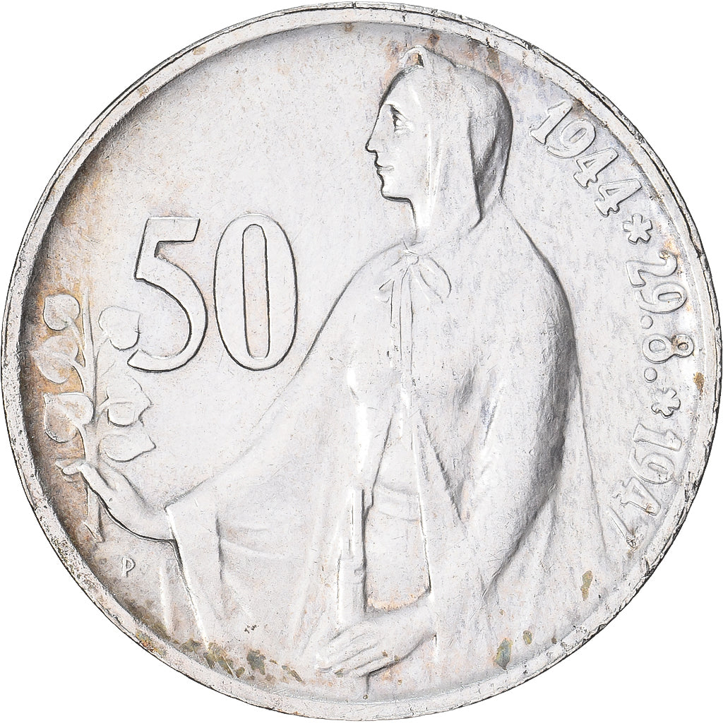 Czechoslovakia, 50 Korun, 1947, Silver, AU(50-53), KM:24
