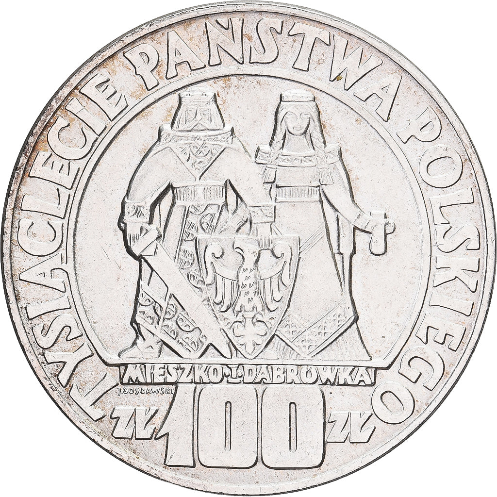 Poland, 100 Zlotych, 1966, Warsaw, Silver, AU(55-58), KM:57