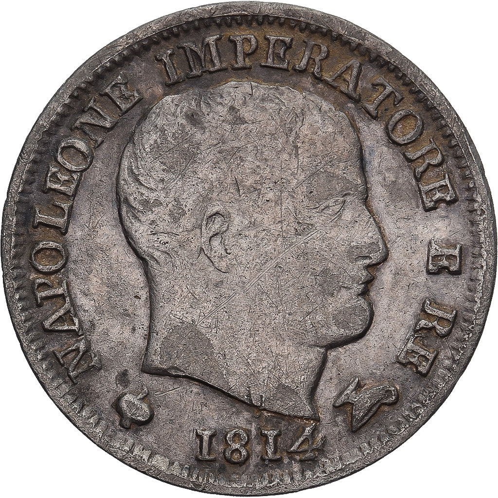 Italy, KINGDOM OF NAPOLEON, Napoleon I, 5 Soldi, 1814, Milan, Silver, VF(30-35)