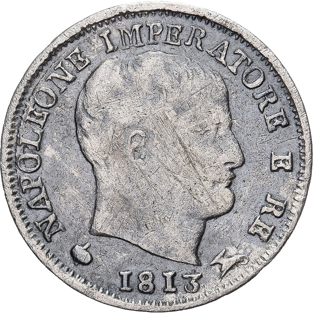 Italy, KINGDOM OF NAPOLEON, Napoleon I, 5 Soldi, 1813, Milan, Silver, VF(30-35)