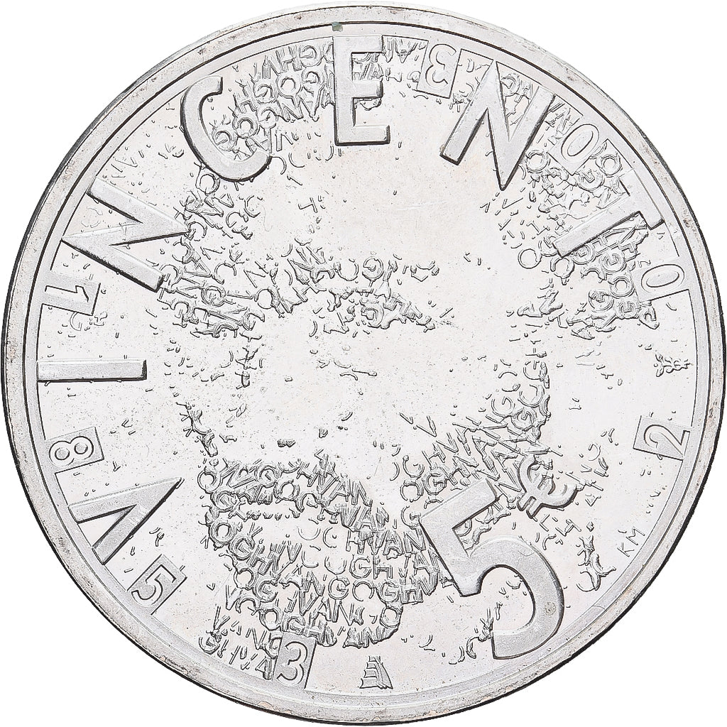 Netherlands, Beatrix, 5 Euro, Vincent Van Gogh, 2003, Utrecht, Silver