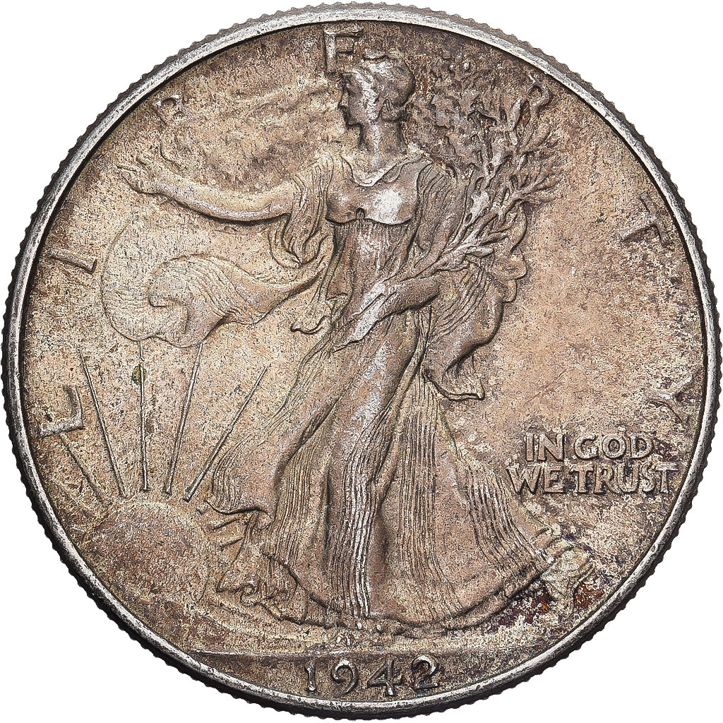 USA, Half Dollar, Walking Liberty Half Dollar, 1942, Philadelphia, Srebro