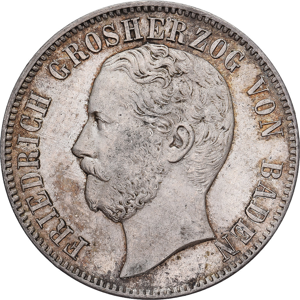 Grand Duchy of Baden, BADEN, Friedrich I, 1/2 Gulden, 1868, Stuttgart, Silver