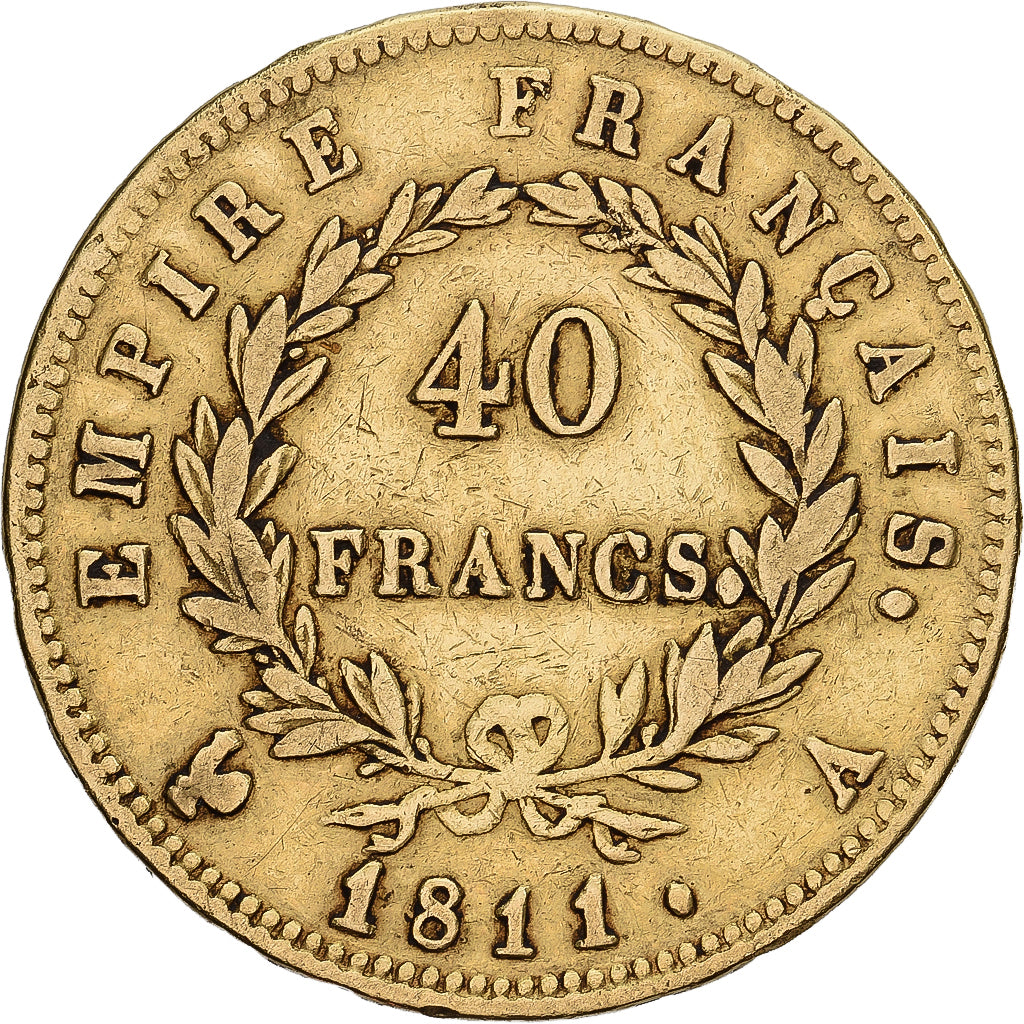 Francia, 40 Francs, Napoléon I, 1811, Paris, Oro, BB, KM:696.1