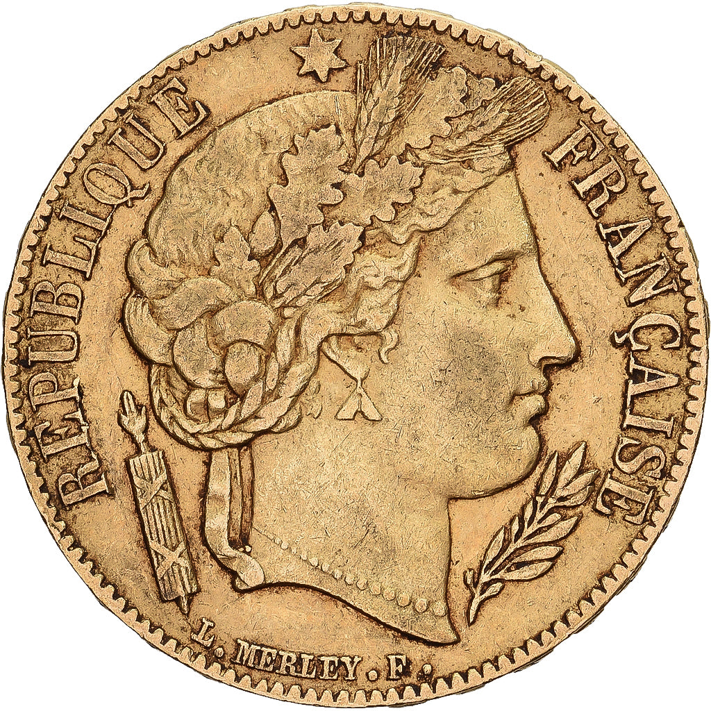 Francja, 20 Francs, Cérès, 1851, Paris, Złoto, AU(50-53), KM:762