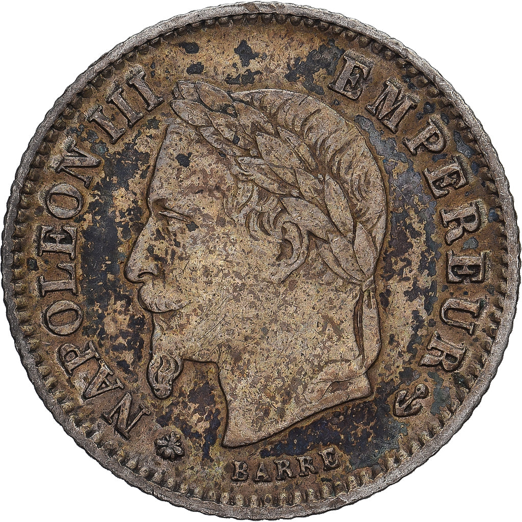Francja, Napoleon III, 20 Centimes, Napoléon III, 1867, Paris, Srebro