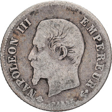 France, Napoleon III, 20 Centimes, Napoléon III, 1860, Strasbourg, Silver