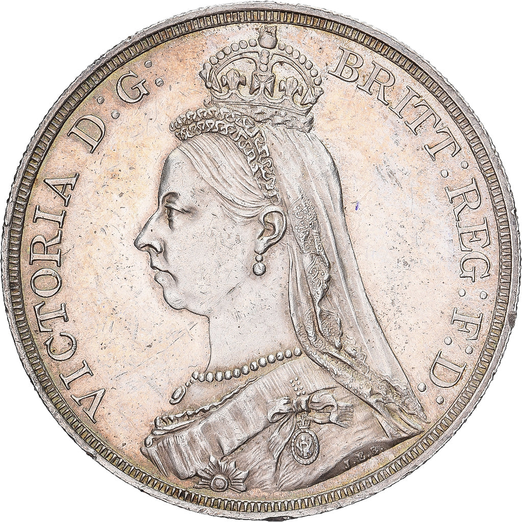 Great Britain, Victoria, Crown, 1887, London, Silver, AU(50-53), KM:765