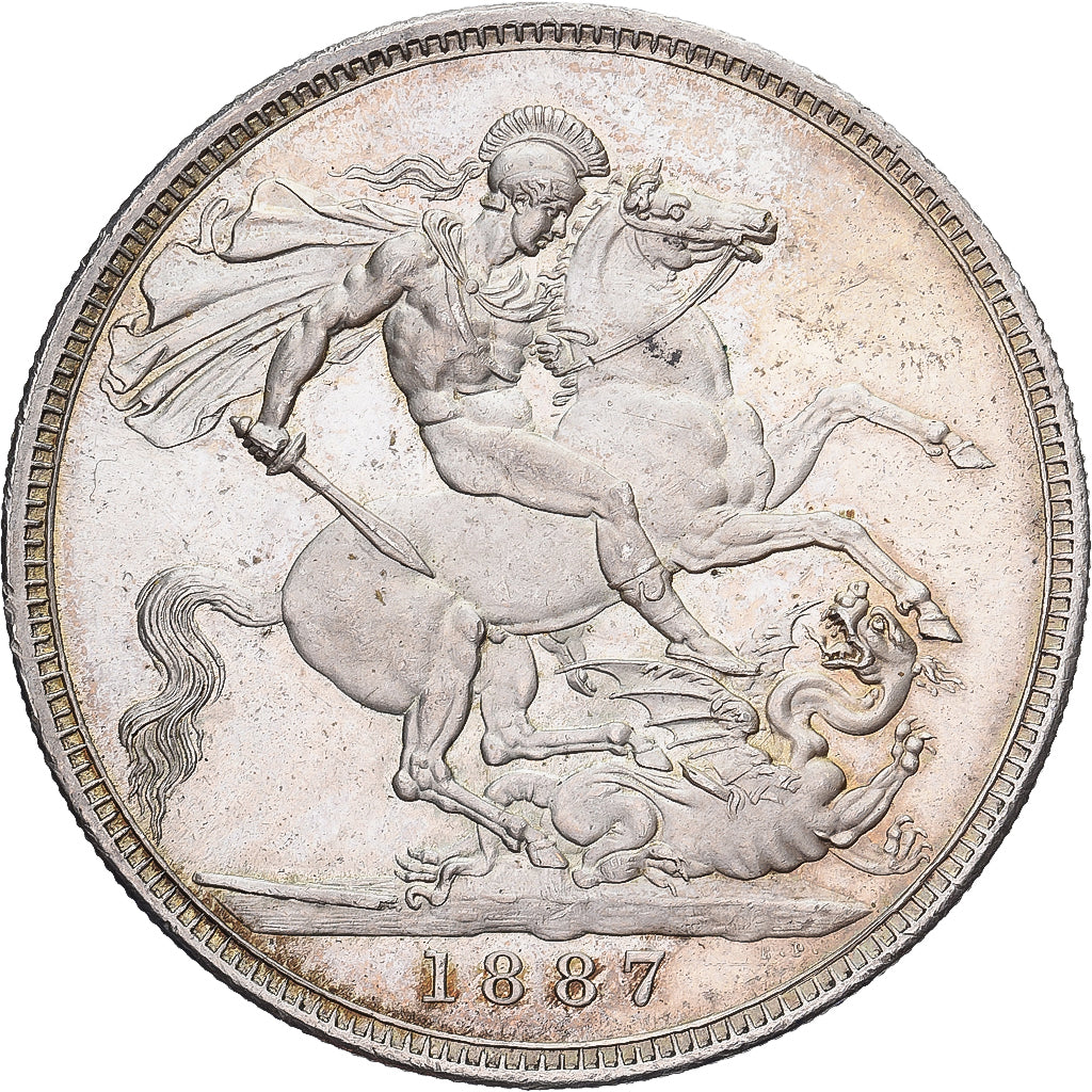 Great Britain, Victoria, Crown, 1887, London, Silver, AU(50-53), KM:765