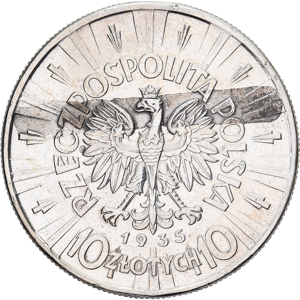 Polonia, 10 Zlotych, 1935, Warsaw, Argento, BB, KM:29