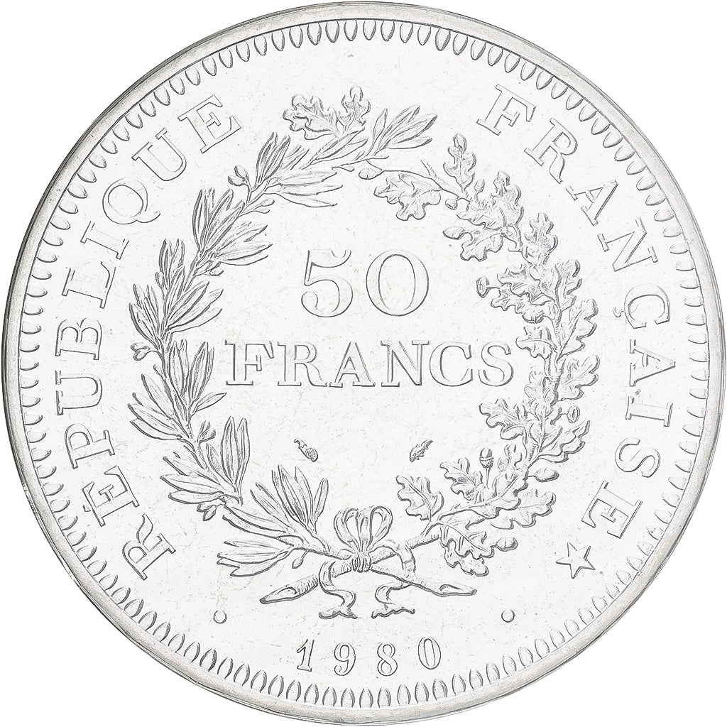 France, 50 Francs, Hercule, 1980, Paris, Silver, MS(65-70), KM:941.1