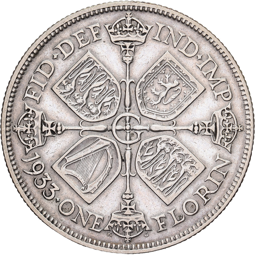 Grã-Bretanha, George V, Florin, Two Shillings, 1933, British Royal Mint, Prata