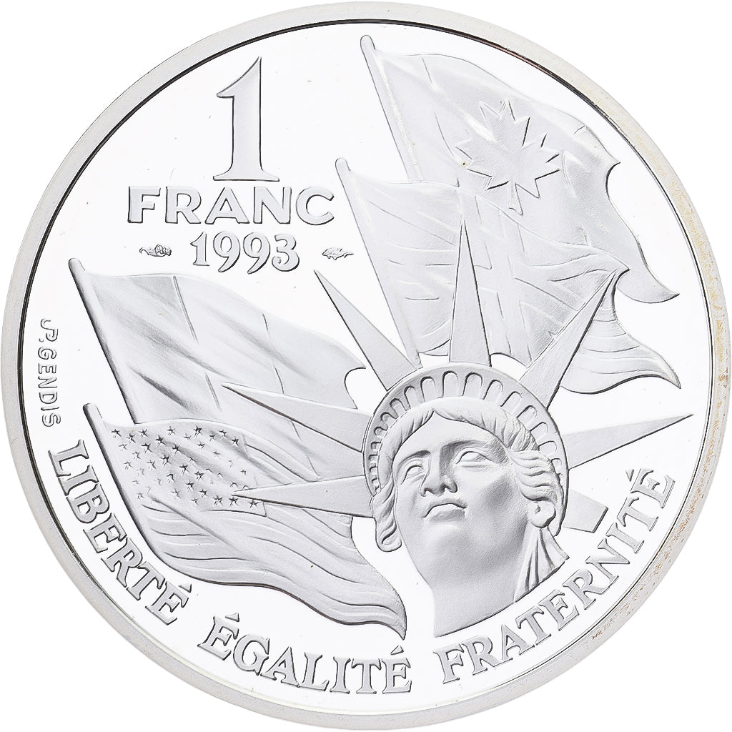 France, 1 Franc, Cinquantenaire du Débarquement, 1993, Paris, Silver, MS(65-70)