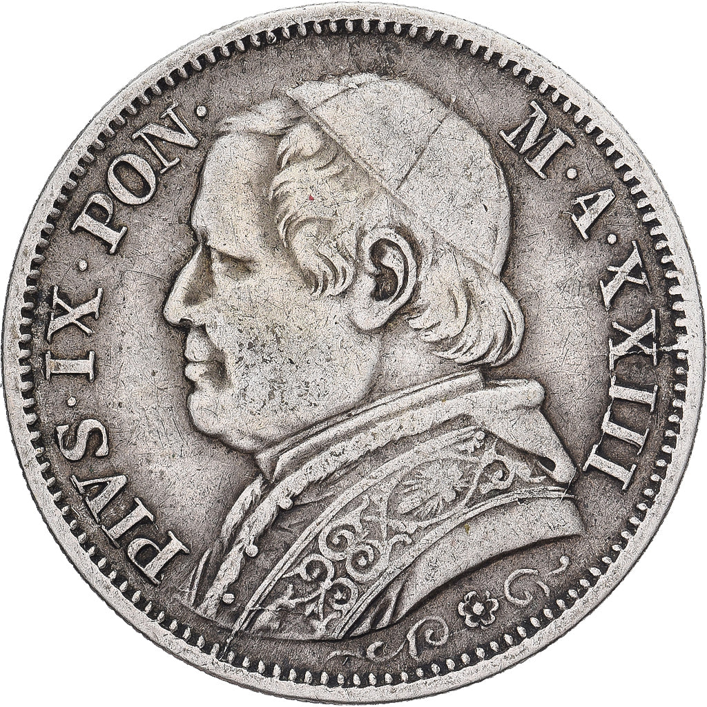 Vatican, PAPAL STATES, Pius IX, Lira, 1868, Rome, Silver, VF(30-35), KM:1378