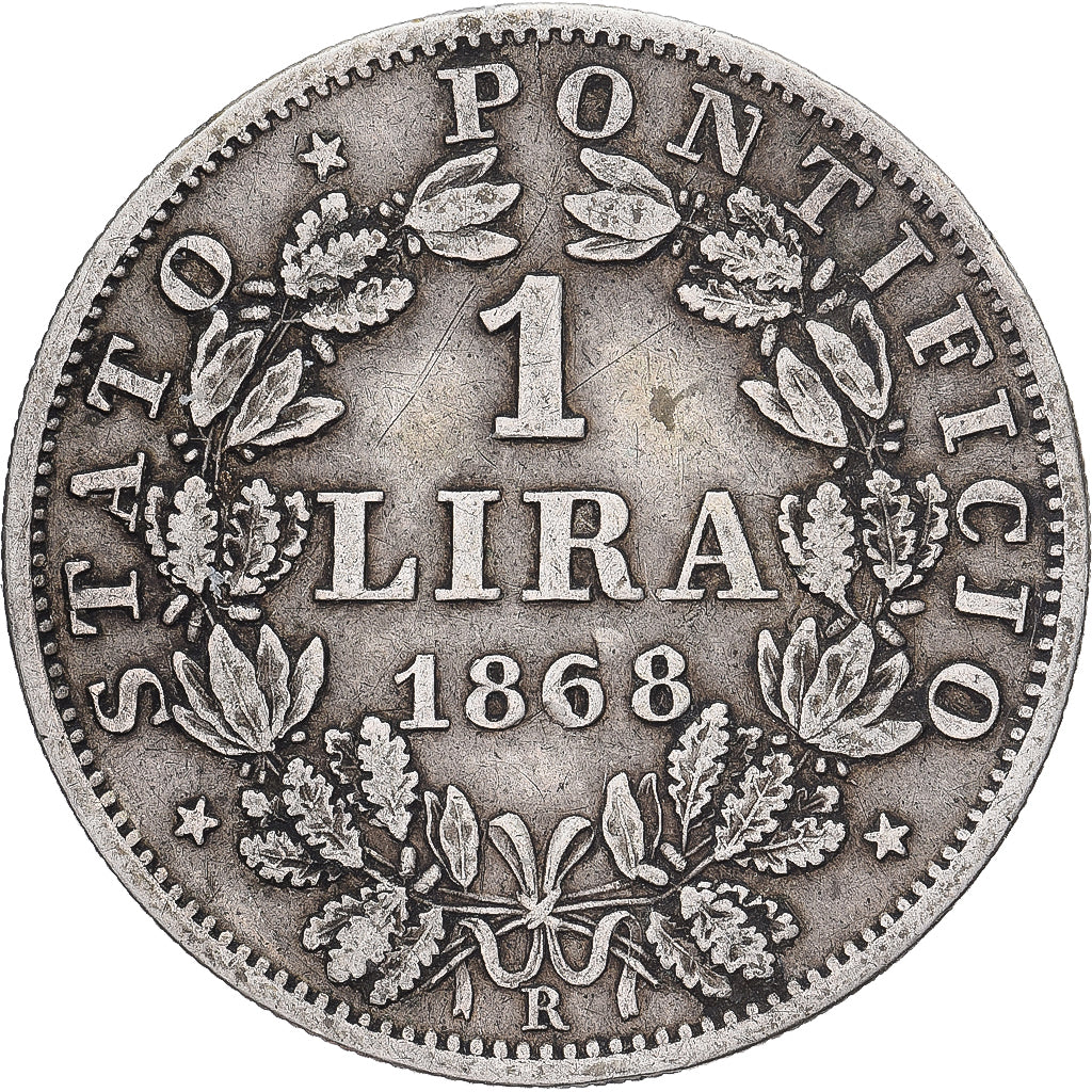 Vatican, PAPAL STATES, Pius IX, Lira, 1868, Rome, Silver, VF(30-35), KM:1378