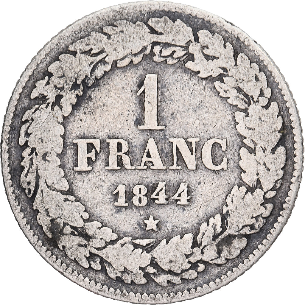 Bélgica, Leopold I, Franc, 1844, Brussels, Prata, VF(30-35), KM:7.1