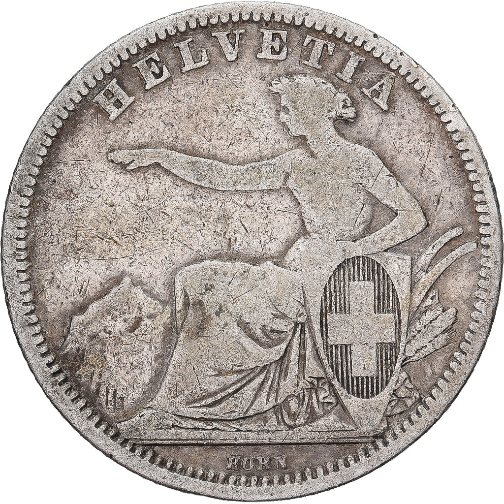 Switzerland, Franc, 1861, Bern, Silver, VF(30-35), KM:9a