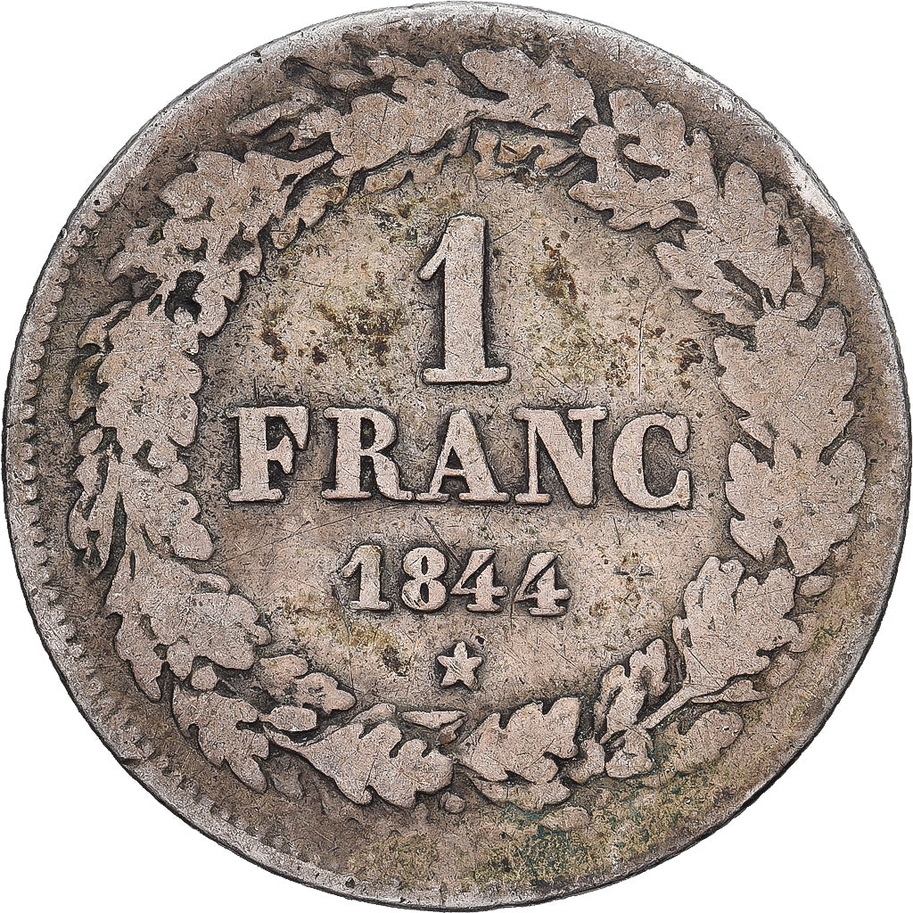 Bélgica, Leopold I, Franc, 1844, Brussels, Prata, VF(20-25), KM:7.1