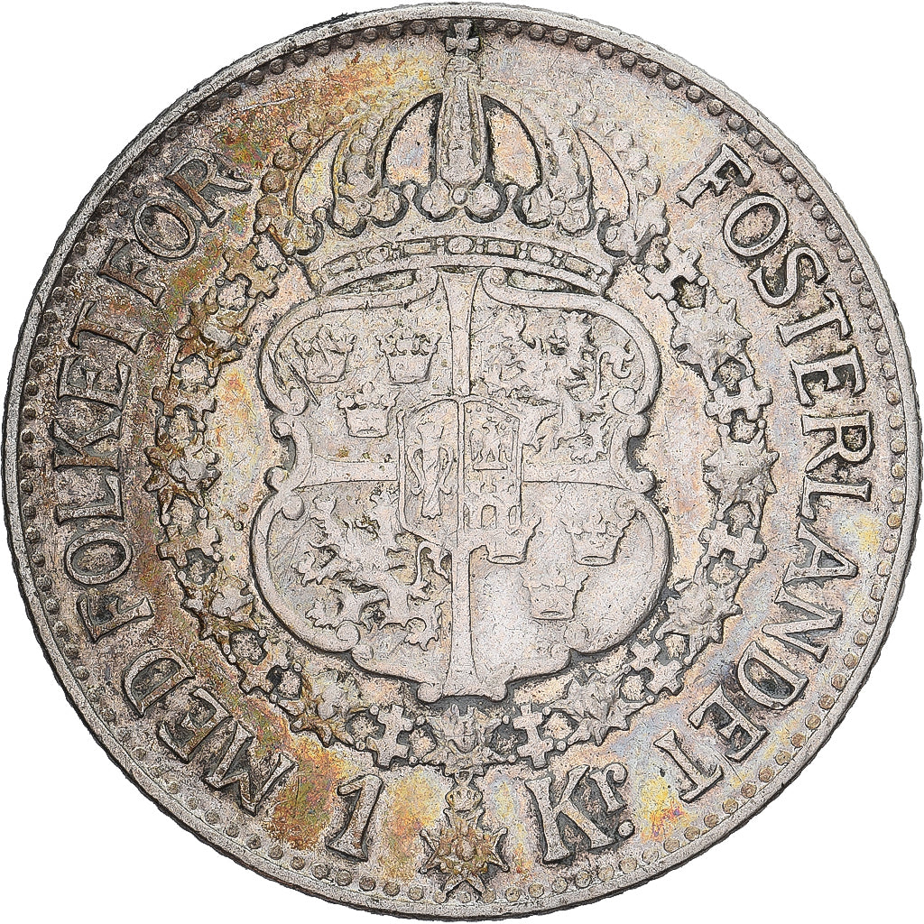 Svezia, Gustaf V, Krona, 1939, Stockholm, Argento, BB, KM:786.2